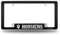 Indiana University Hoosiers Metal License Plate Frame Chrome Tag Cover Carbon Fiber Design 6x12 Inch