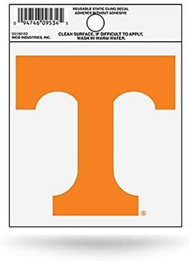 University of Tennessee Volunteers 3 Inch Static Cling, Primary Logo, Full Clear Adhesive Backing, Easy Peel and Stick Application, Removable and Reusable, Officially Licensed, Made in the USA