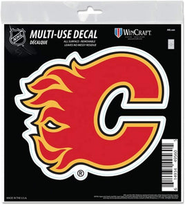 Calgary Flames 6 Inch Decal Sticker, Flat Vinyl, Die Cut, Primary Design, Full Adhesive Backing