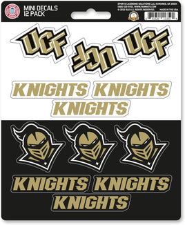University of Central Florida UCF Knights 12-Piece Mini Decal Sticker Set, 5x6 Inch Sheet, Gift for football fans for any hard surfaces around home, automotive, personal items