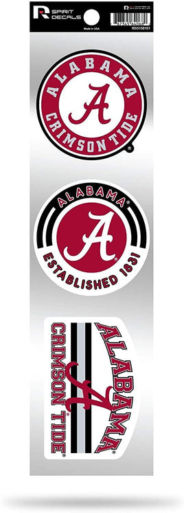 Alabama Crimson Tide 3 Piece Retro Spirit Decals Premium Throwback Stickers