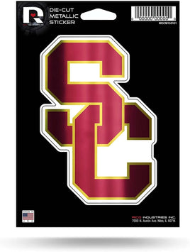 USC Trojans 5 Inch Die Cut Flat Vinyl Decal Sticker Chrome Metallic Shimmer Design Adhesive Backing