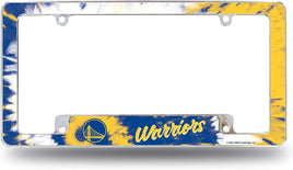 Golden State Warriors Metal License Plate Frame Chrome Tag Cover Tie Dye Design 6x12 Inch