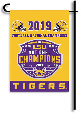 Louisiana State University Tigers LSU 2018 Champions Premium Double Sided Garden Flag, 13x18 Inch, Display Pole Sold Separately