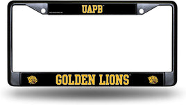 University of Arkansas Pine Bluff Golden Lions Black License Plate Frame Tag Cover 6 x 12 Inches