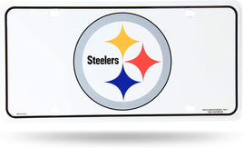 Pittsburgh Steelers Metal Auto Tag License Plate, Logo White Design, 12x6 Inch