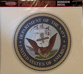 United States Navy Military 12 Inch Preforated Window Film Decal Sticker, One-Way Vision, Adhesive Backing