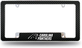 Carolina Panthers Metal License Plate Frame Chrome Tag Cover Carbon Fiber Design 6x12 Inch