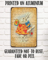 Alice in Wonderland - White Rabbit Dressed As Herald - Metal Sign