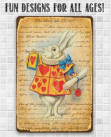 Alice in Wonderland - White Rabbit Dressed As Herald - Metal Sign