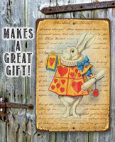Alice in Wonderland - White Rabbit Dressed As Herald - Metal Sign
