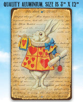 Alice in Wonderland - White Rabbit Dressed As Herald - Metal Sign