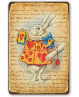 Alice in Wonderland - White Rabbit Dressed As Herald - Metal Sign