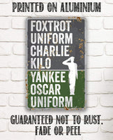 Foxtrot Uniform Charlie Kilo, Yankee Oscar Uniform - Metal Sign