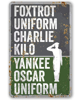Foxtrot Uniform Charlie Kilo, Yankee Oscar Uniform - Metal Sign