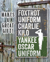 Foxtrot Uniform Charlie Kilo, Yankee Oscar Uniform - Metal Sign