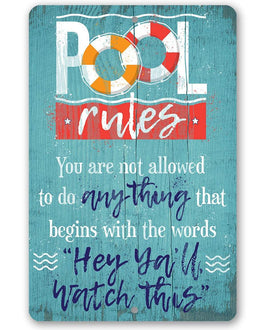 Pool Rules - Metal Sign