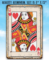 Queen of Hearts Card - Metal Sign