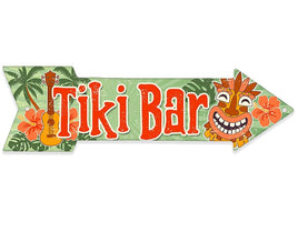 Tiki Bar - Directional Arrow - Metal Sign