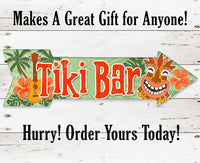 Tiki Bar - Directional Arrow - Metal Sign