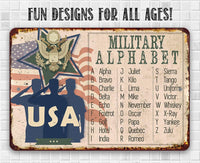 USA Military Alphabet - Metal Sign