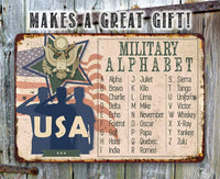 USA Military Alphabet - Metal Sign