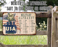 USA Military Alphabet - Metal Sign