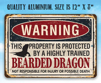 Warning Property Protected By Bearded Dragon - Metal Sign