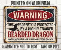 Warning Property Protected By Bearded Dragon - Metal Sign