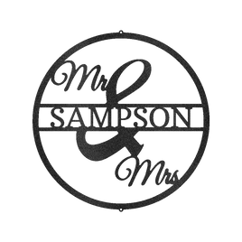 Mr and Mrs Circle Personalized Gifts - Custom Metal Sign