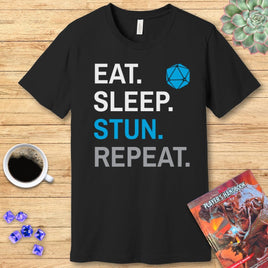 Monk Class T-Shirt – 'Eat, Sleep, Stun, Repeat'
