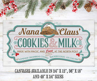 Nana Claus' Cookies & Milk Co - Canvas
