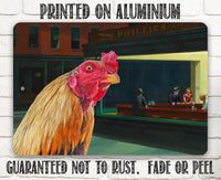 Nighthawks Painting - Interrupted by Rooster - Metal Sign
