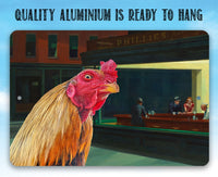 Nighthawks Painting - Interrupted by Rooster - Metal Sign