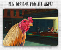 Nighthawks Painting - Interrupted by Rooster - Metal Sign