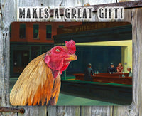 Nighthawks Painting - Interrupted by Rooster - Metal Sign