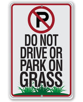 No Parking Grass - Metal Sign