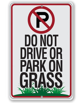 No Parking Grass - Metal Sign
