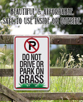 No Parking Grass - Metal Sign