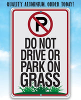 No Parking Grass - Metal Sign