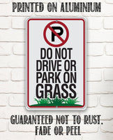 No Parking Grass - Metal Sign