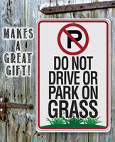 No Parking Grass - Metal Sign
