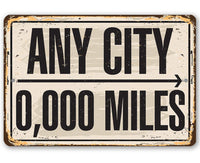 Personalized - Any City, Any Miles - Metal Sign