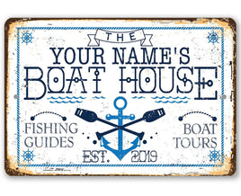 Personalized - Boat House - Metal Sign