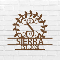 Crest Sign Personalized Gifts - Custom Metal Sign, Split Letter, Last Name, Wedding Gift