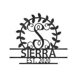 Crest Sign Personalized Gifts - Custom Metal Sign, Split Letter, Last Name, Wedding Gift