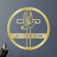 Dove and Cross Holy Spirit Personalized Gifts - Custom Metal Sign