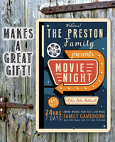 Personalized - Family Movie Night - Metal Sign