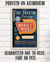 Personalized - Family Movie Night - Metal Sign