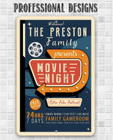 Personalized - Family Movie Night - Metal Sign